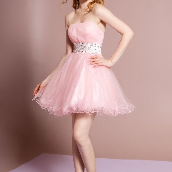 NEW BLUSH PINK Strapless A-Line Shape Short Prom Dress GS1053 - Picture 1 of 5